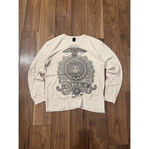 Vintage Y2K Obey Thermal White Long Sleeve Waffle Knit Shirt Size L/XL Cyber